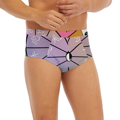 Colourful Chinese Zodiac Wheel Print Men's Briefs