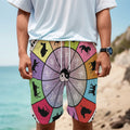 Colourful Chinese Zodiac Wheel Print Men's Cargo Shorts