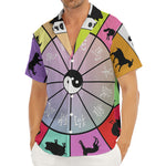 Colourful Chinese Zodiac Wheel Print Men's Deep V-Neck Shirt