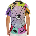 Colourful Chinese Zodiac Wheel Print Men's Deep V-Neck Shirt