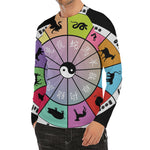 Colourful Chinese Zodiac Wheel Print Men's Long Sleeve Rash Guard