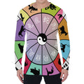 Colourful Chinese Zodiac Wheel Print Men's Long Sleeve T-Shirt