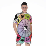 Colourful Chinese Zodiac Wheel Print Men's Rompers