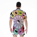 Colourful Chinese Zodiac Wheel Print Men's Rompers