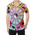 Colourful Chinese Zodiac Wheel Print Men's Shirt