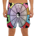 Colourful Chinese Zodiac Wheel Print Men's Split Running Shorts