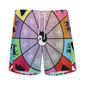 Colourful Chinese Zodiac Wheel Print Men's Athletic Shorts