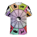 Colourful Chinese Zodiac Wheel Print Men's Athletic T-Shirt