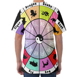 Colourful Chinese Zodiac Wheel Print Men's Velvet T-Shirt