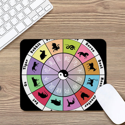 Colourful Chinese Zodiac Wheel Print Mouse Pad