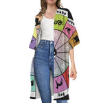 Colourful Chinese Zodiac Wheel Print Open Front Beach Cover Up