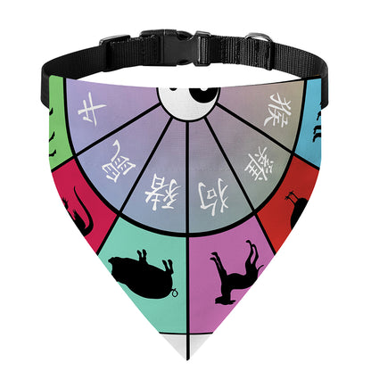 Colourful Chinese Zodiac Wheel Print Over The Collar Dog Bandana