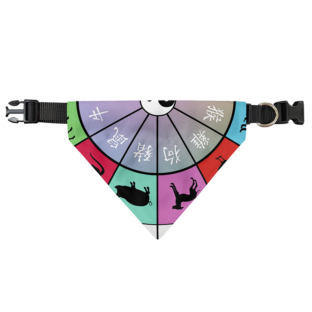 Colourful Chinese Zodiac Wheel Print Over The Collar Dog Bandana