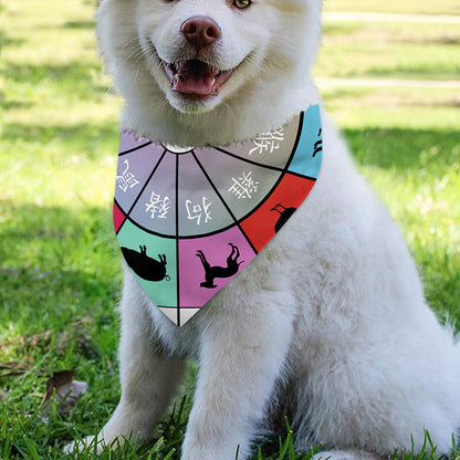 Colourful Chinese Zodiac Wheel Print Over The Collar Dog Bandana