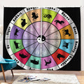 Colourful Chinese Zodiac Wheel Print Pencil Pleat Curtains
