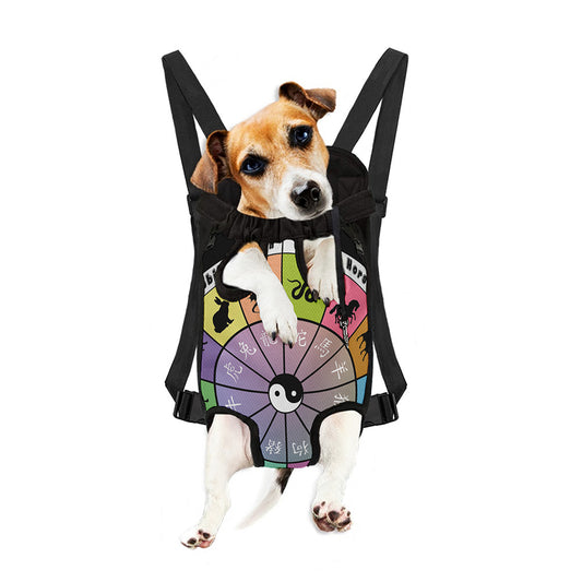 Colourful Chinese Zodiac Wheel Print Pet Carrier Backpack