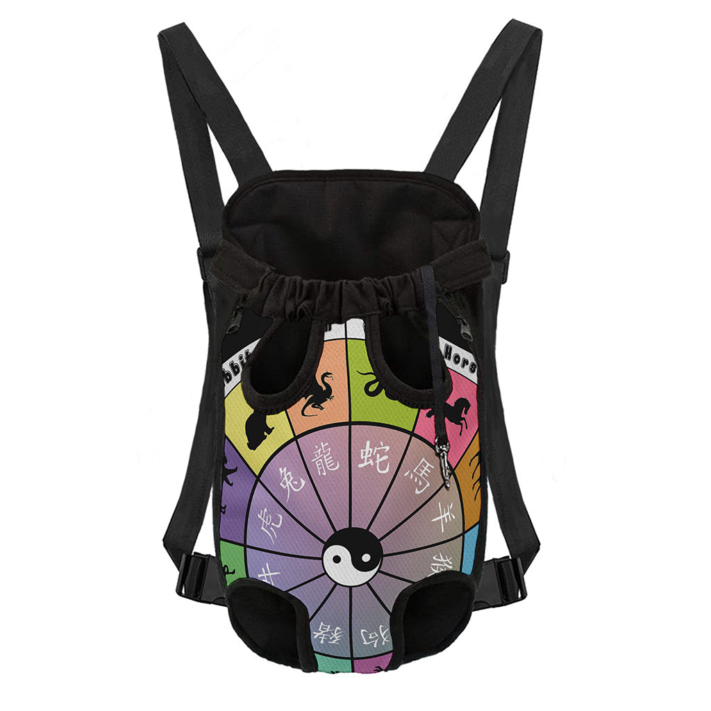 Colourful Chinese Zodiac Wheel Print Pet Carrier Backpack