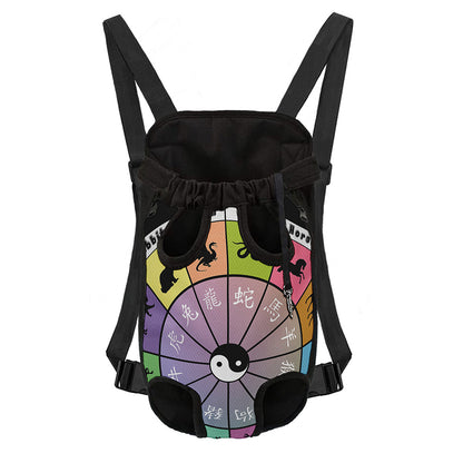 Colourful Chinese Zodiac Wheel Print Pet Carrier Backpack
