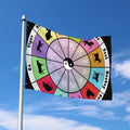 Colourful Chinese Zodiac Wheel Print Polyester Flag