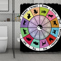 Colourful Chinese Zodiac Wheel Print Polyester Shower Curtain