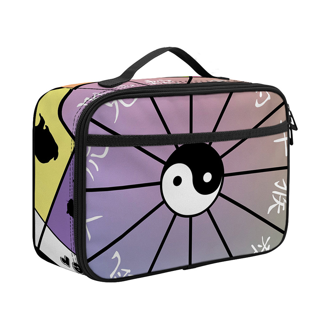 Colourful Chinese Zodiac Wheel Print Portable Lunch Bag