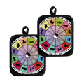 Colourful Chinese Zodiac Wheel Print Pot Holders