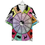 Colourful Chinese Zodiac Wheel Print Rayon Hawaiian Shirt