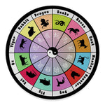 Colourful Chinese Zodiac Wheel Print Round Floor Mat