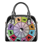 Colourful Chinese Zodiac Wheel Print Shoulder Handbag