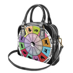 Colourful Chinese Zodiac Wheel Print Shoulder Handbag