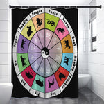 Colourful Chinese Zodiac Wheel Print Shower Curtain