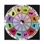 Colourful Chinese Zodiac Wheel Print Silk Bandana
