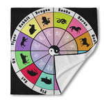 Colourful Chinese Zodiac Wheel Print Silk Bandana