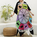 Colourful Chinese Zodiac Wheel Print Silk V-Neck Kaftan Dress