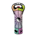 Colourful Chinese Zodiac Wheel Print Single Neoprene Wine Tote