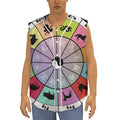 Colourful Chinese Zodiac Wheel Print Sleeveless Baseball Jersey