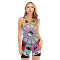 Colourful Chinese Zodiac Wheel Print Sleeveless One Piece Swimsuit