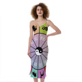 Colourful Chinese Zodiac Wheel Print Slim Fit Midi Cami Dress