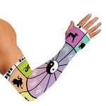 Colourful Chinese Zodiac Wheel Print Sun Protection Arm Sleeves