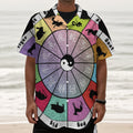 Colourful Chinese Zodiac Wheel Print Textured Short Sleeve Shirt