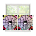 Colourful Chinese Zodiac Wheel Print Tier Curtains