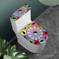 Colourful Chinese Zodiac Wheel Print Toilet Lid And Tank Cover Set