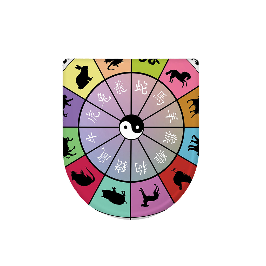 Colourful Chinese Zodiac Wheel Print Toilet Lid Cover