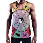 Colourful Chinese Zodiac Wheel Print Training Tank Top