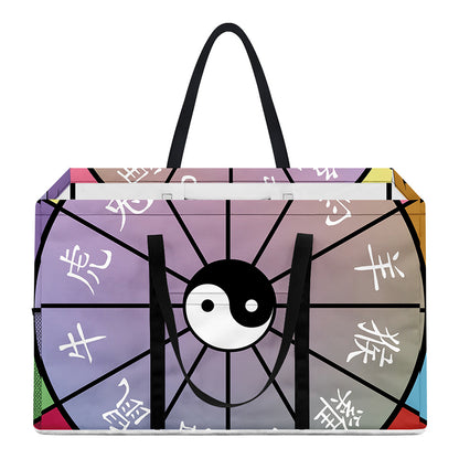 Colourful Chinese Zodiac Wheel Print Utility Tote Bag