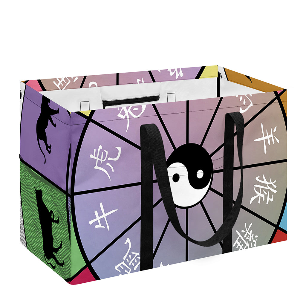 Colourful Chinese Zodiac Wheel Print Utility Tote Bag