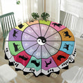Colourful Chinese Zodiac Wheel Print Waterproof Round Tablecloth
