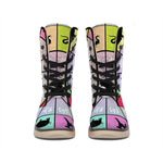 Colourful Chinese Zodiac Wheel Print Winter Boots