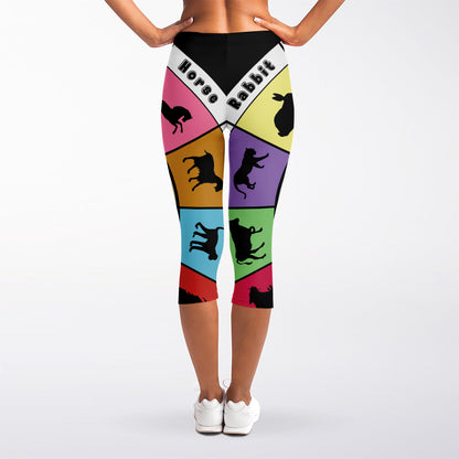 Colourful Chinese Zodiac Wheel Print Women's Capri Leggings