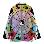 Colourful Chinese Zodiac Wheel Print Women's Cotton Blazer